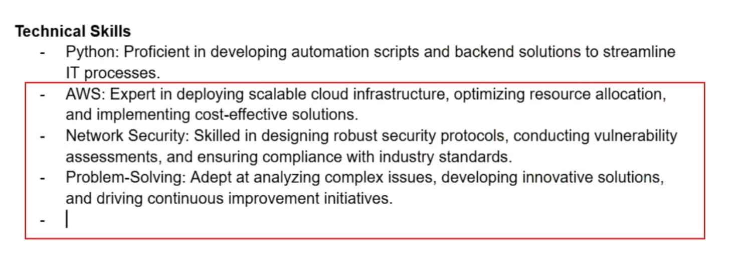 Generated Technical Skills
