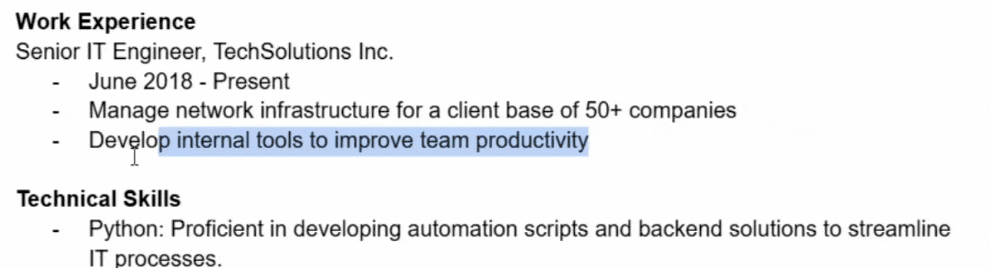 Resume Rewriting Example