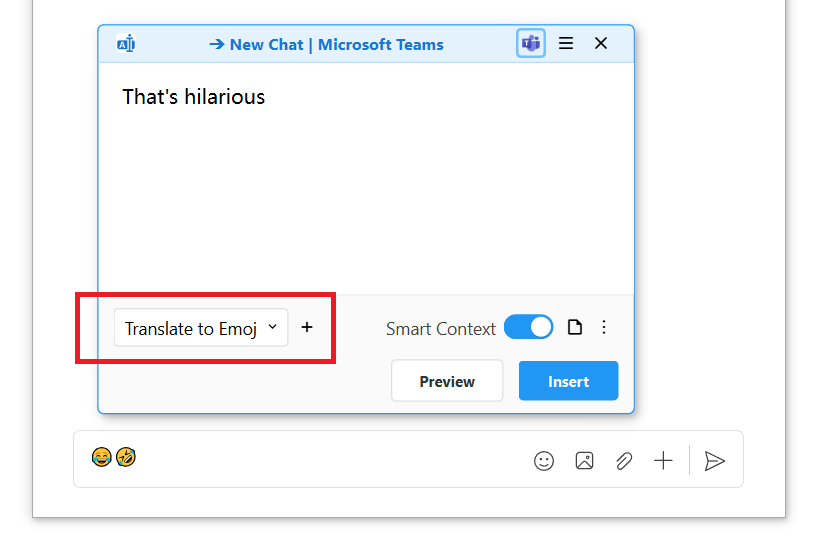 Example 1 - Translate to emojis in Teams chat