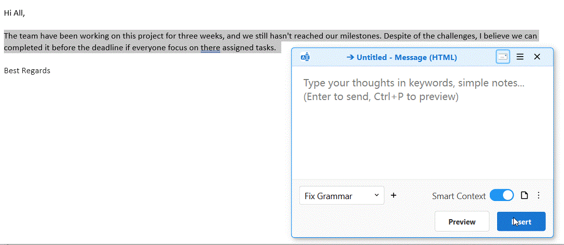 One click to fix grammar errors