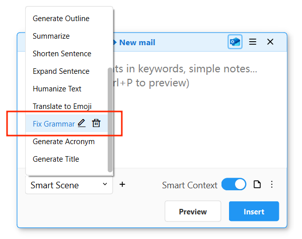 Select Fix Grammar Scenario